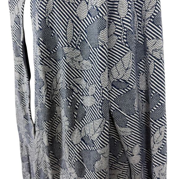 Lands End Womens Navy Blue Open Cardigan Longline Sweater Floral Stripes sz 1X - Picture 9 of 16